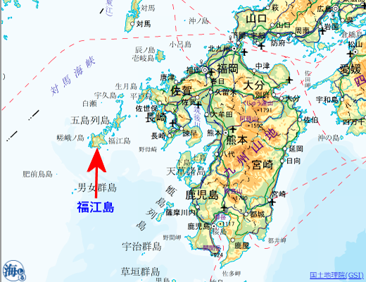 福江島の所在地を示す地図